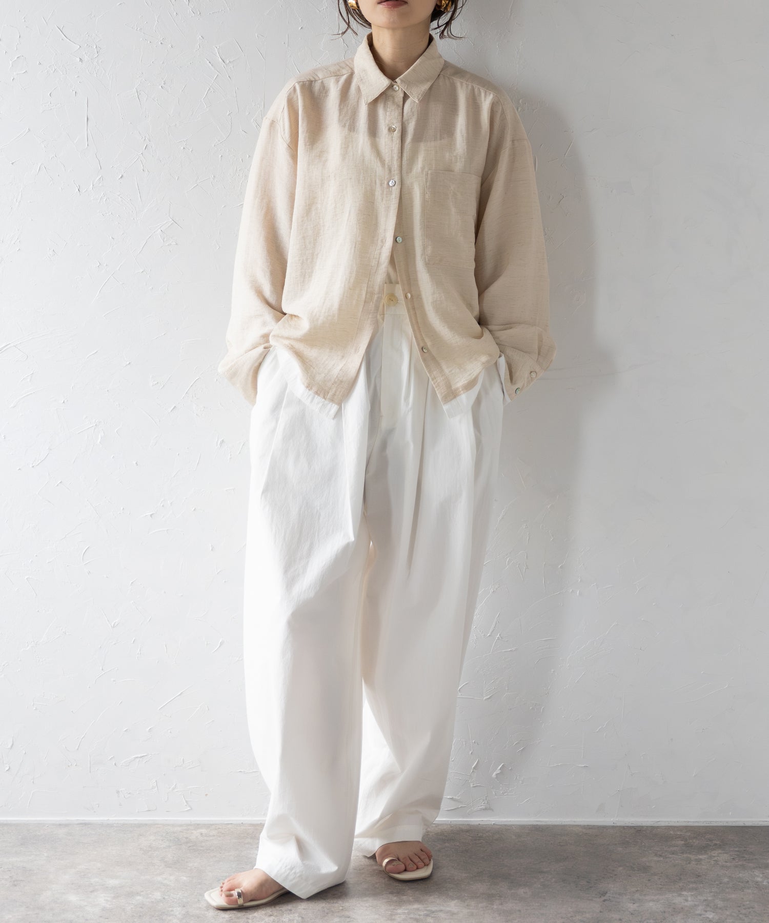 ボンジュールサガン BONJOUR SAGAN リネン混レイヤード風シャツ