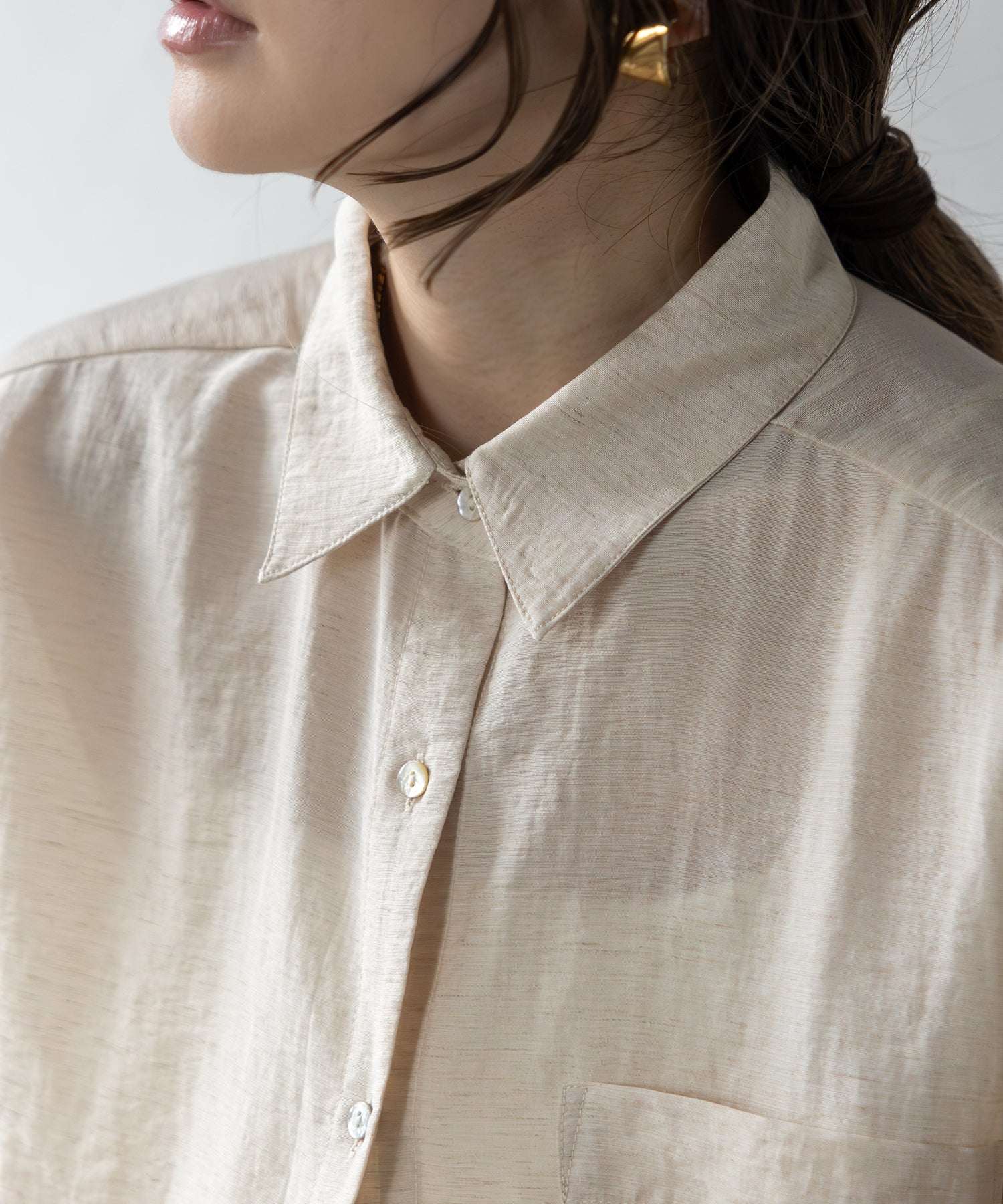 ボンジュールサガン BONJOUR SAGAN リネン混レイヤード風シャツ