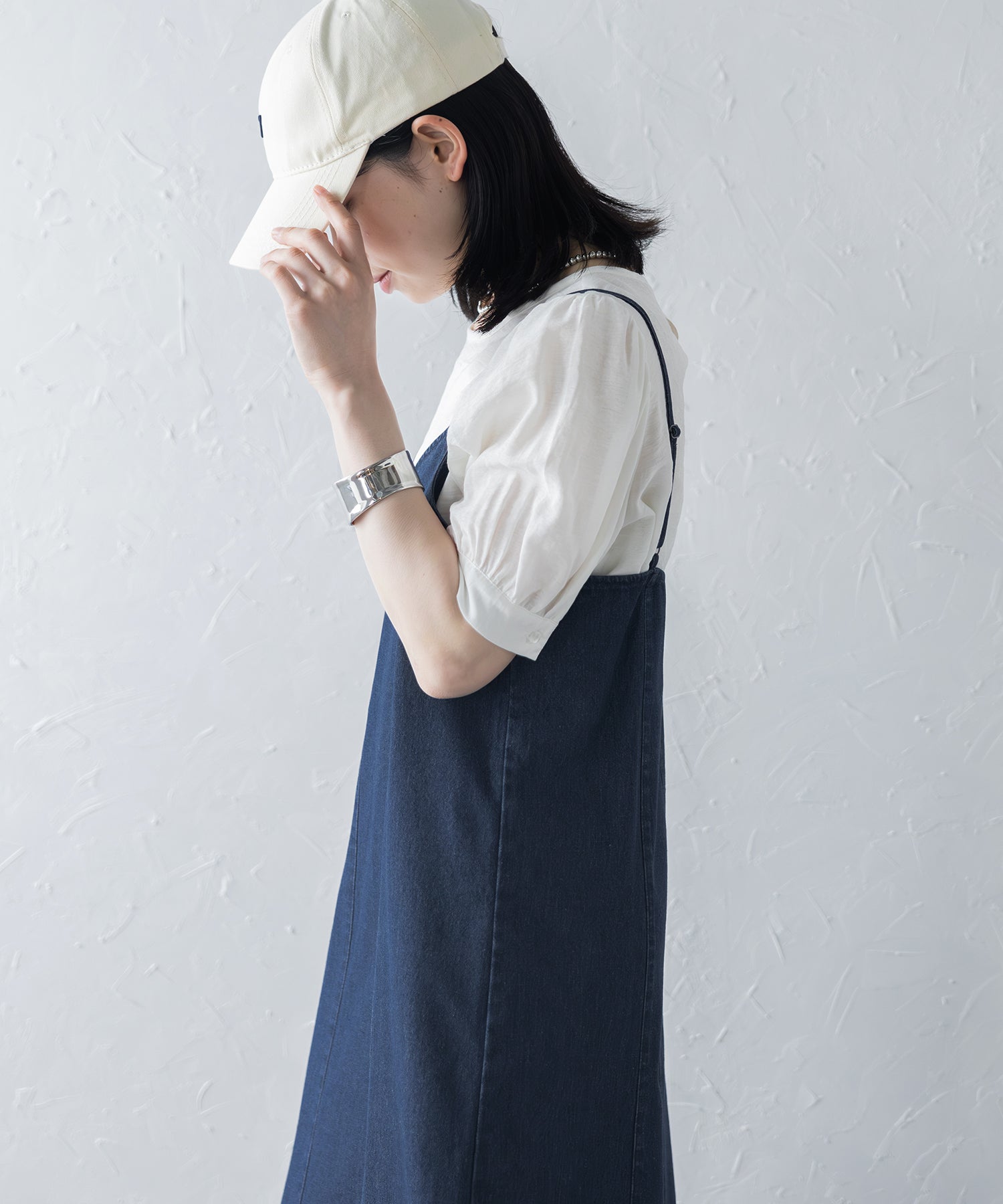ボンジュールサガン BONJOUR SAGAN フロントジップデニムキャミワンピース