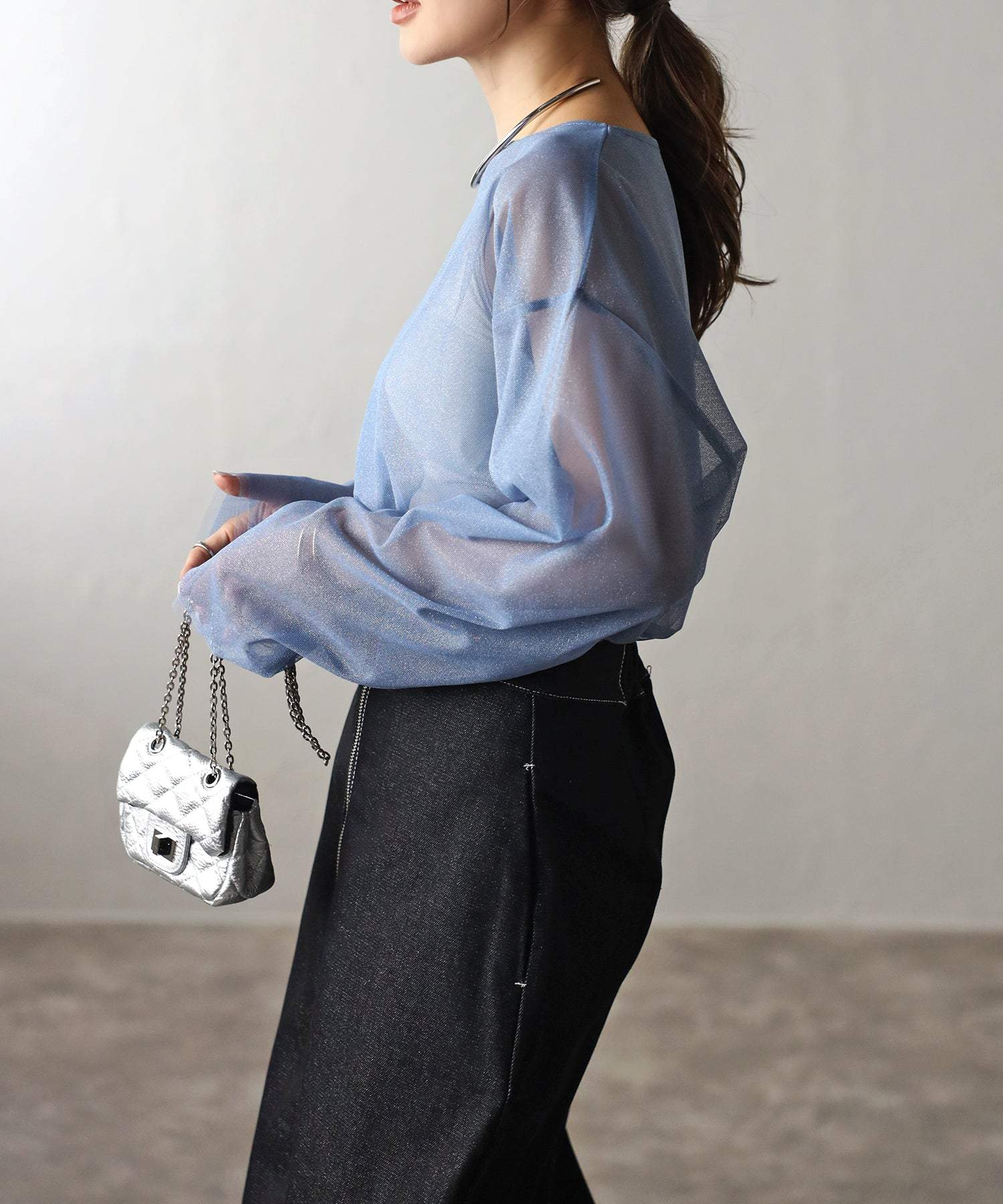 ボンジュールサガン BONJOUR SAGAN ラメチュールレイヤードプルオーバー