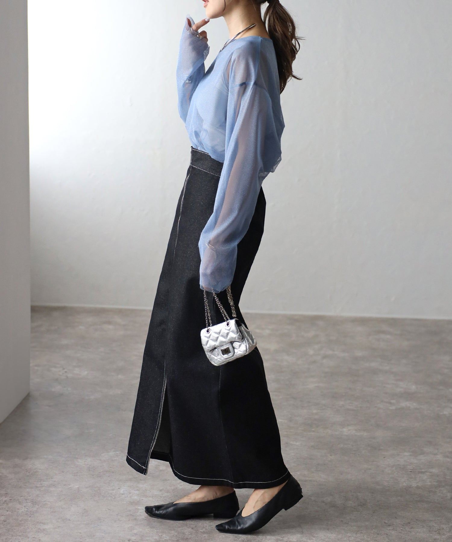 ボンジュールサガン BONJOUR SAGAN ラメチュールレイヤードプルオーバー