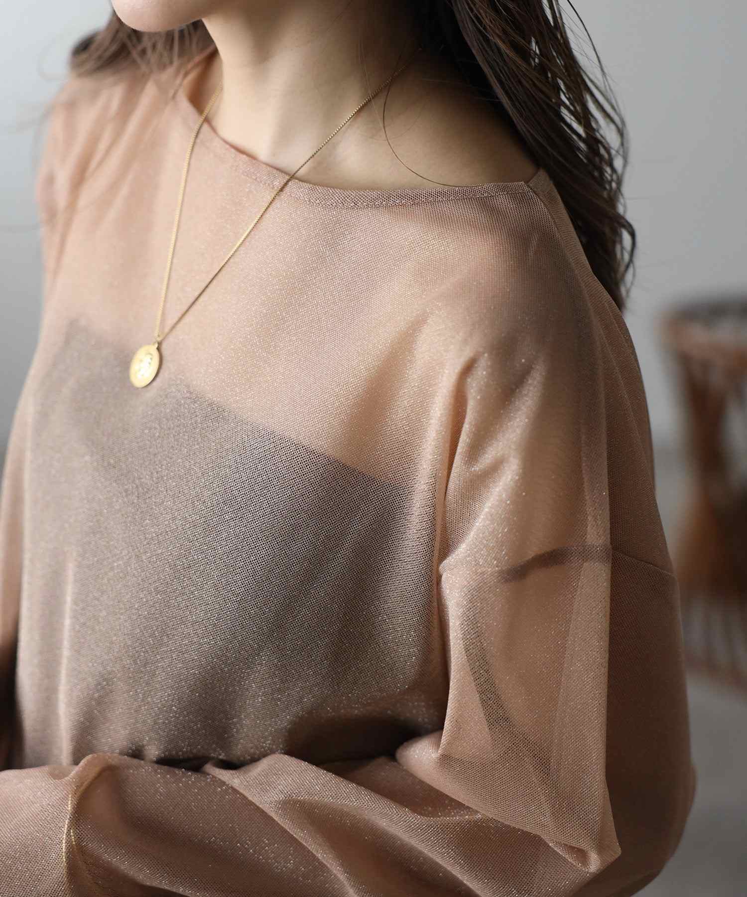 ボンジュールサガン BONJOUR SAGAN ラメチュールレイヤードプルオーバー