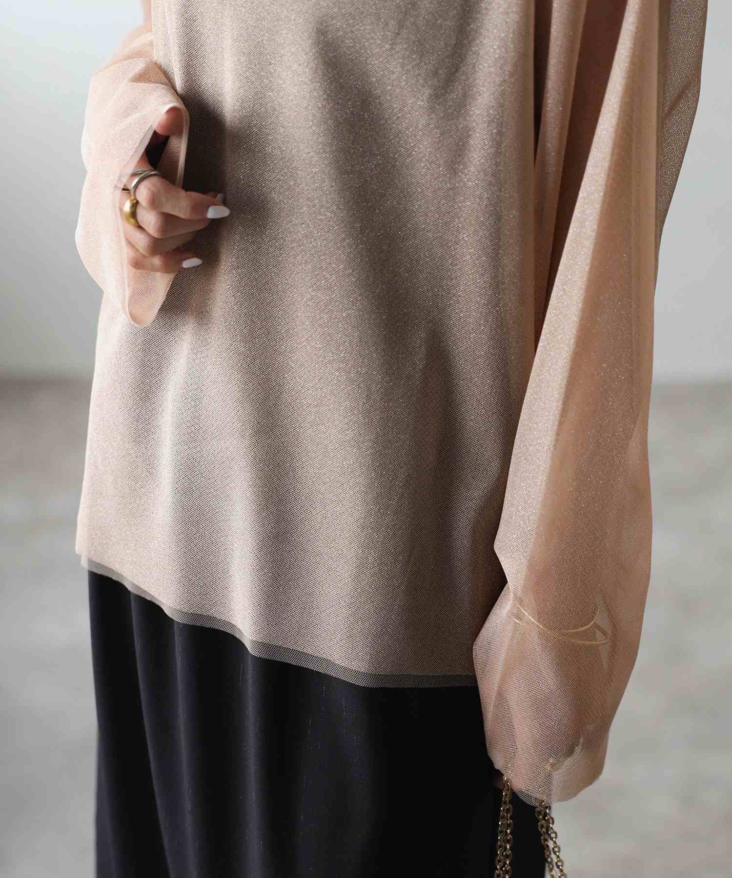 ボンジュールサガン BONJOUR SAGAN ラメチュールレイヤードプルオーバー