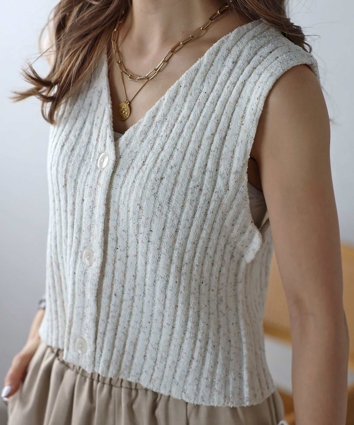 Bonjour Sagan Wide Rib Mix Knit Vest