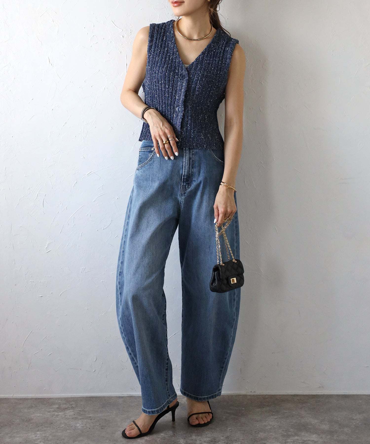 Bonjour Sagan Wide Rib Mix Knit Vest