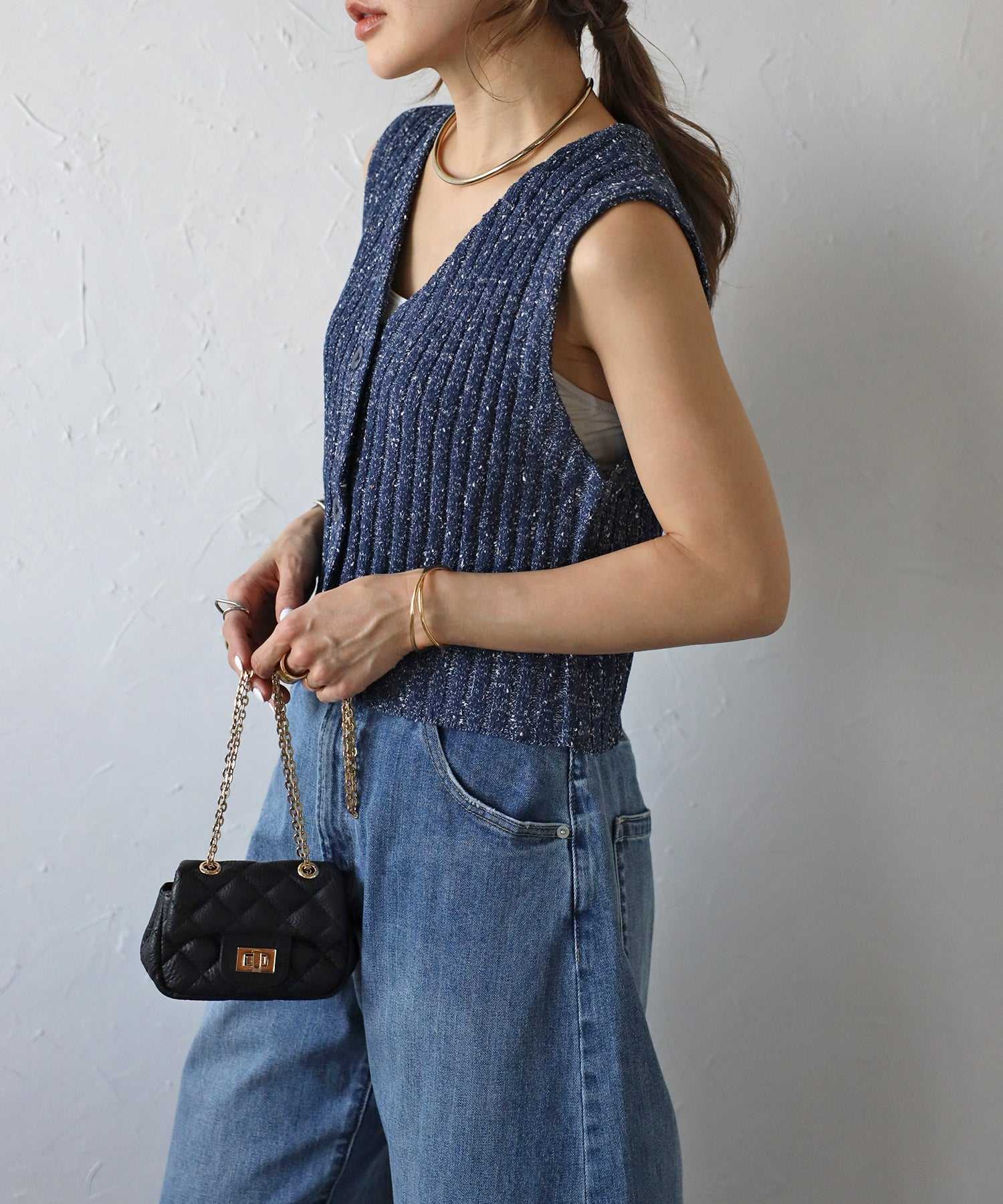 Bonjour Sagan Wide Rib Mix Knit Vest