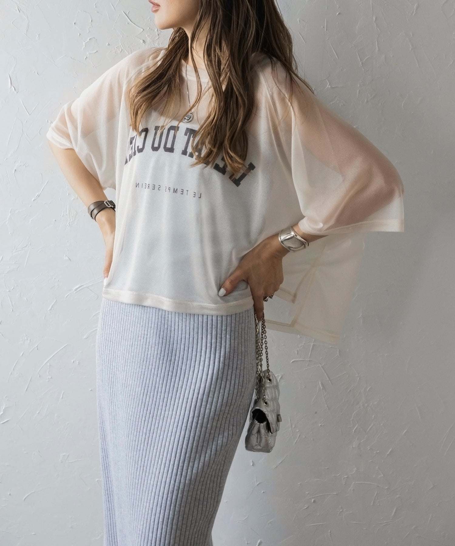 Bonjour Sagan BONJOUR SAGAN Inverted Logo Sheer T-Shirt