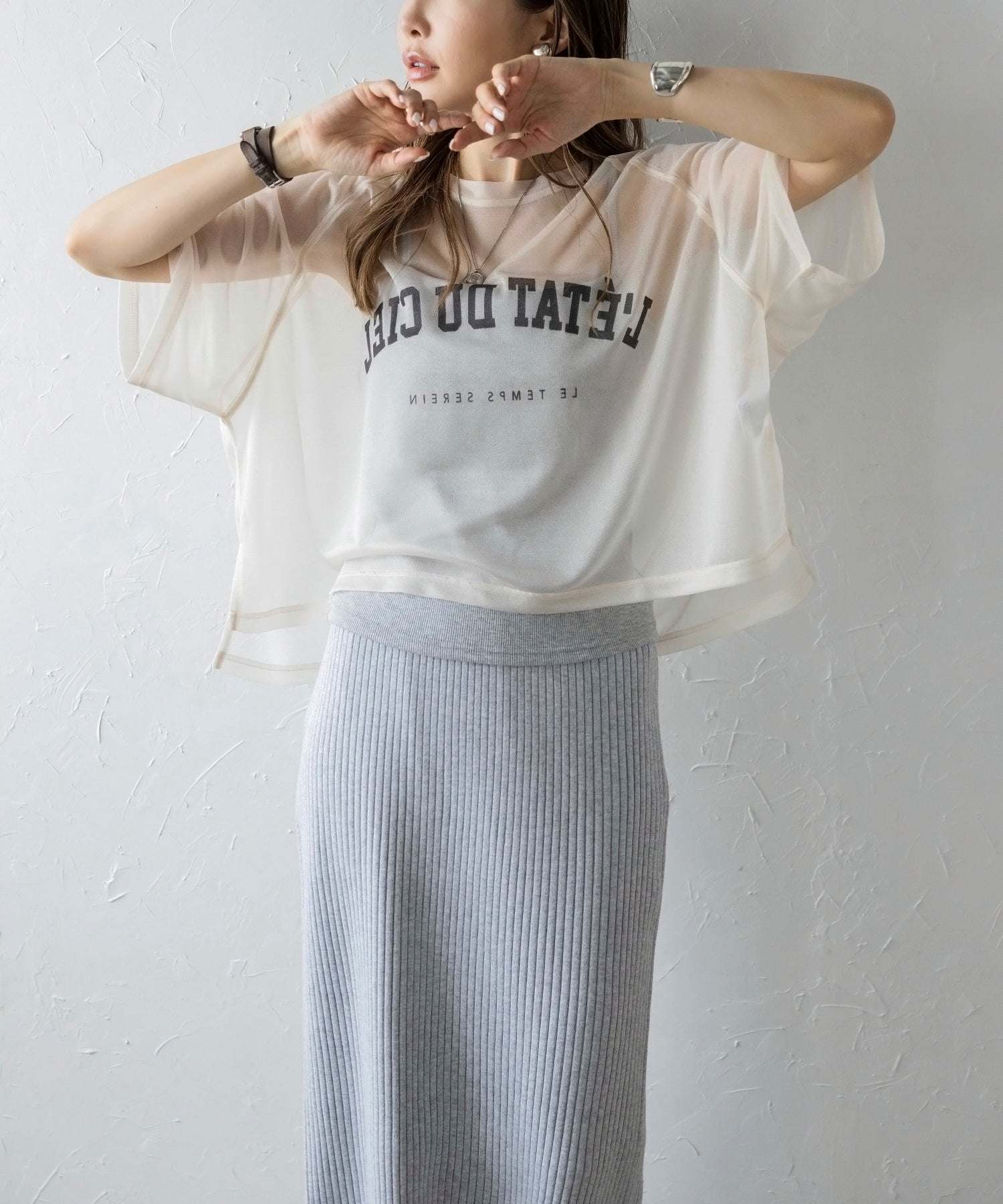 Bonjour Sagan BONJOUR SAGAN Inverted Logo Sheer T-Shirt