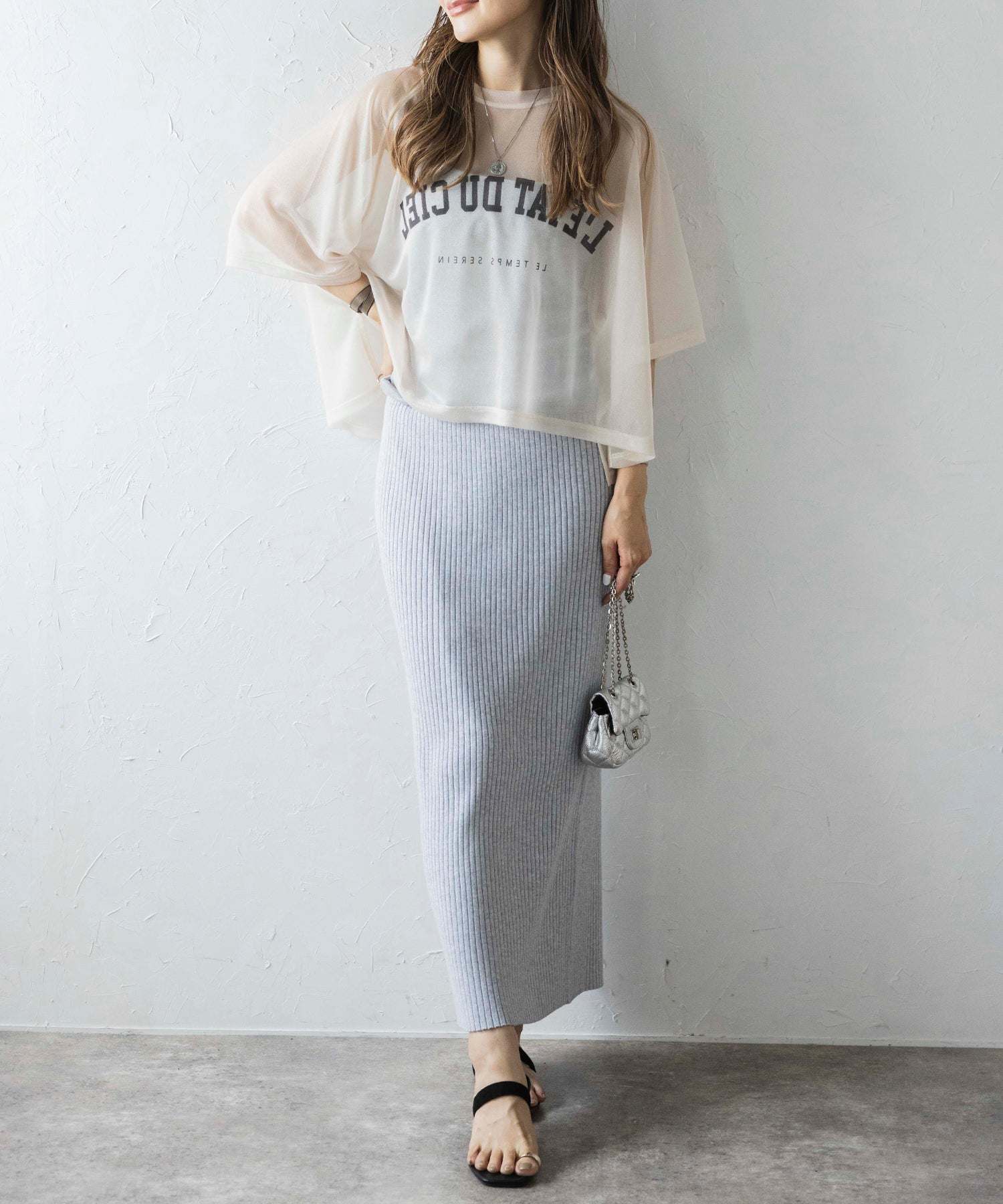 Bonjour Sagan BONJOUR SAGAN Inverted Logo Sheer T-Shirt