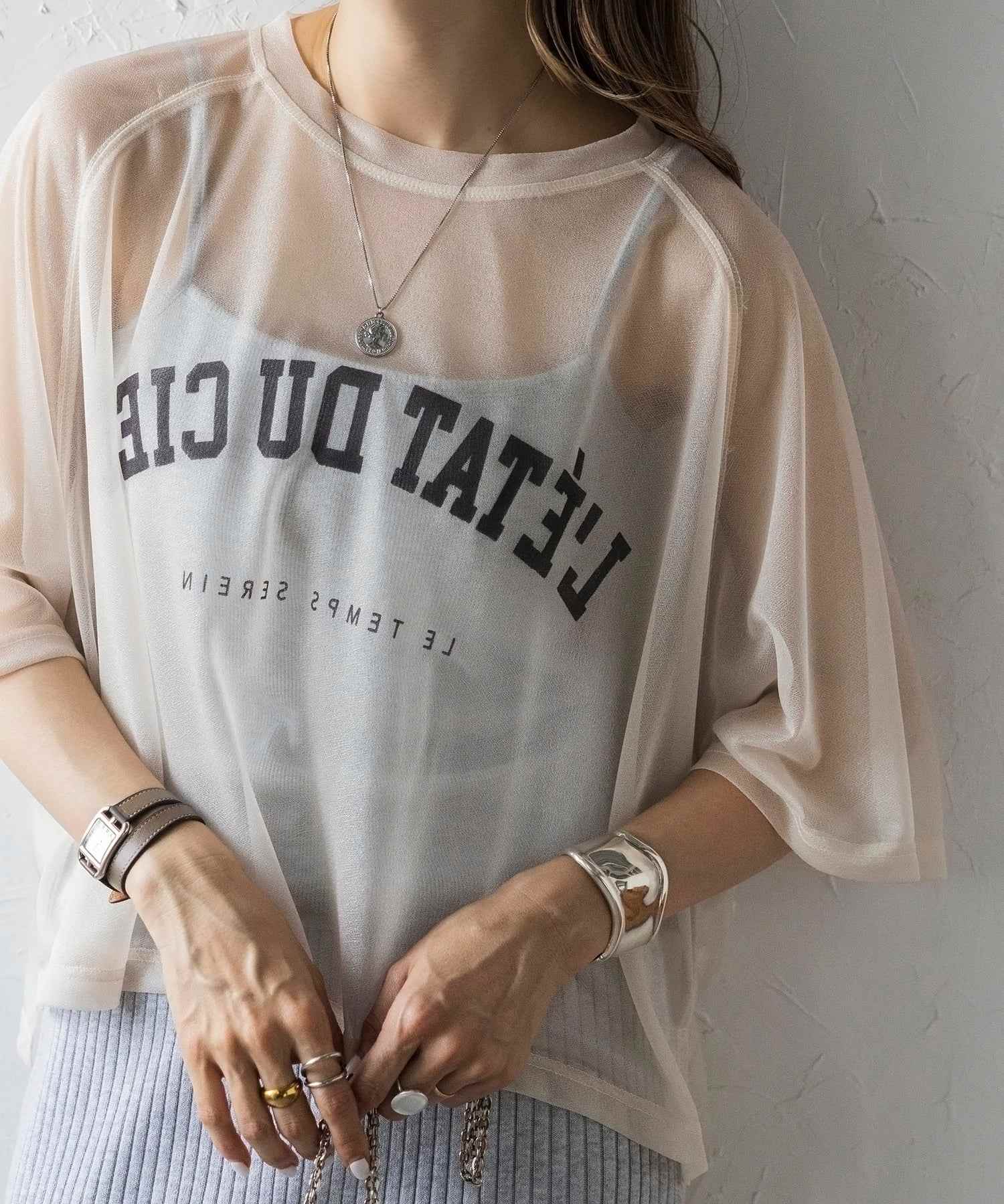 Bonjour Sagan BONJOUR SAGAN Inverted Logo Sheer T-Shirt