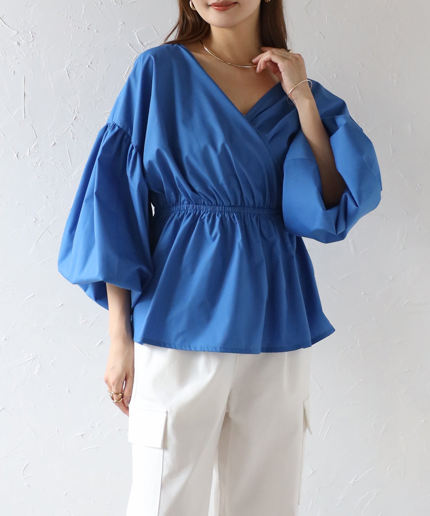 ボンジュールサガン BONJOUR SAGAN 前後2WAYカシュクールブラウス （BLUE） BLUE