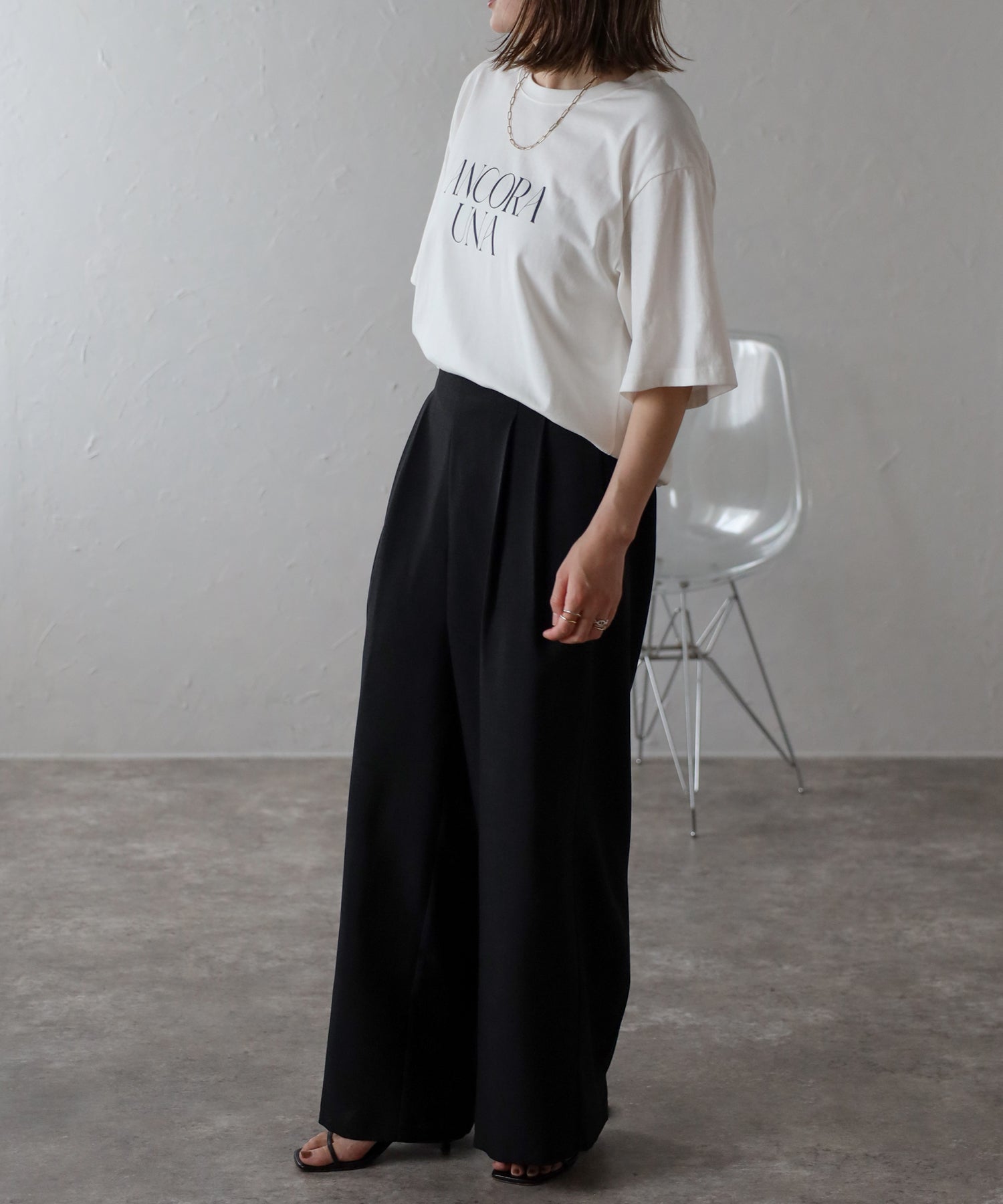 Bonjour Sagan Summer Tweed Tuck Wide Pants