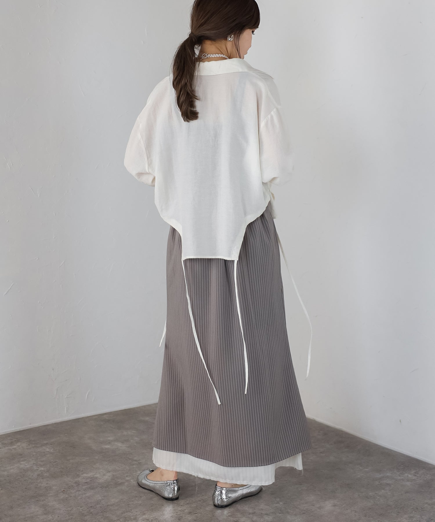 ボンジュールサガン BONJOUR SAGAN レイヤード風ピンストライプスカート