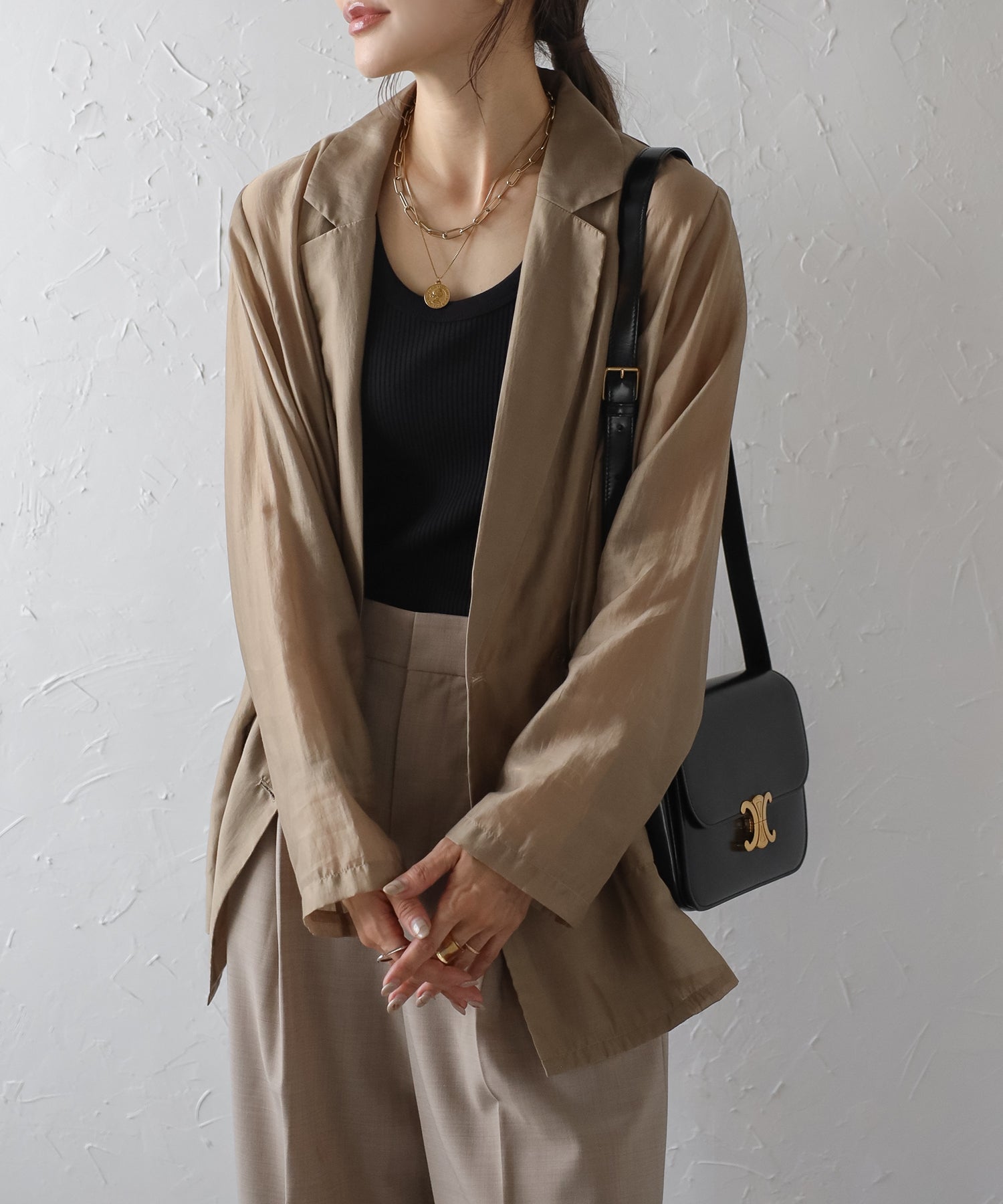 ボンジュールサガン BONJOUR SAGAN シアーダブルテーラードジャケット