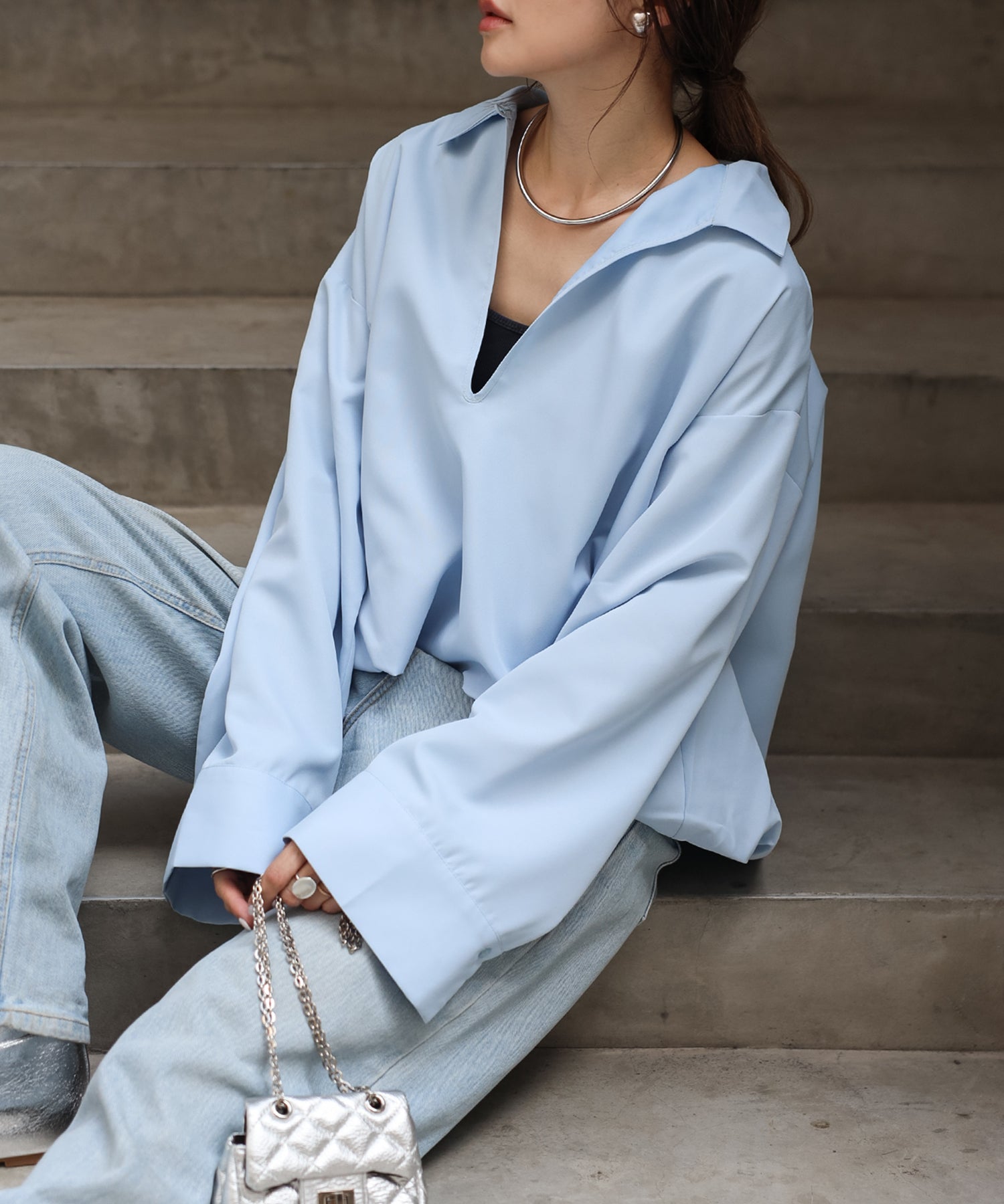 Bonjour Sagan Wide Sleeve Skipper Balloon Blouse