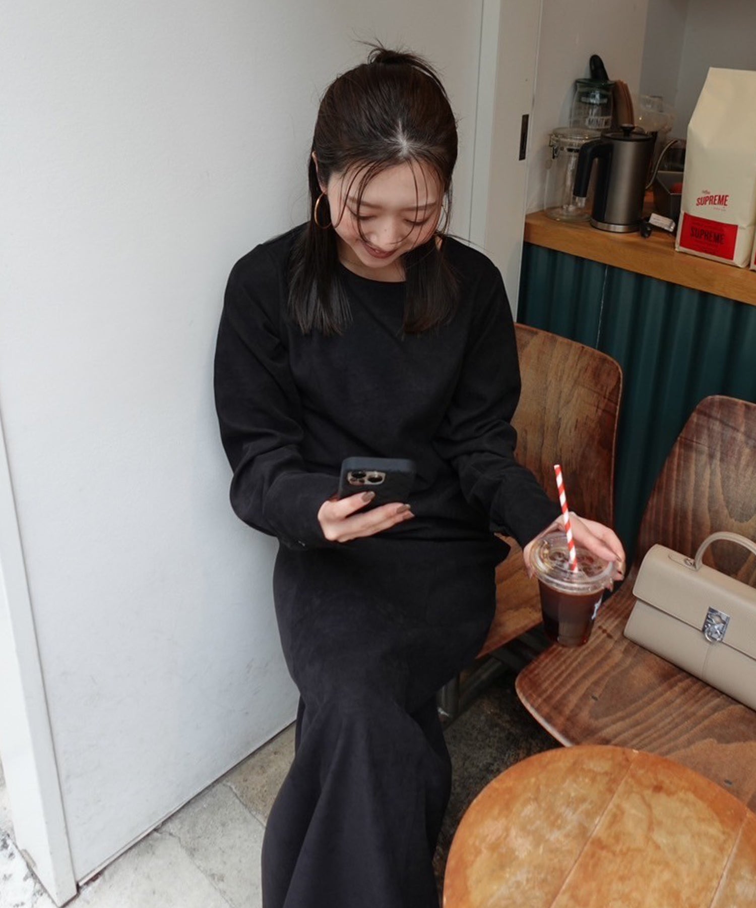 ボンジュールサガン BONJOUR SAGAN back open long sleeve one-piece / バックオープンロングスリーブワンピース