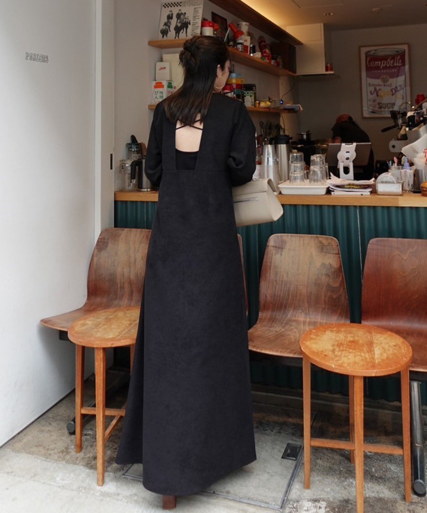 ボンジュールサガン BONJOUR SAGAN back open long sleeve one-piece / バックオープンロングスリーブワンピース