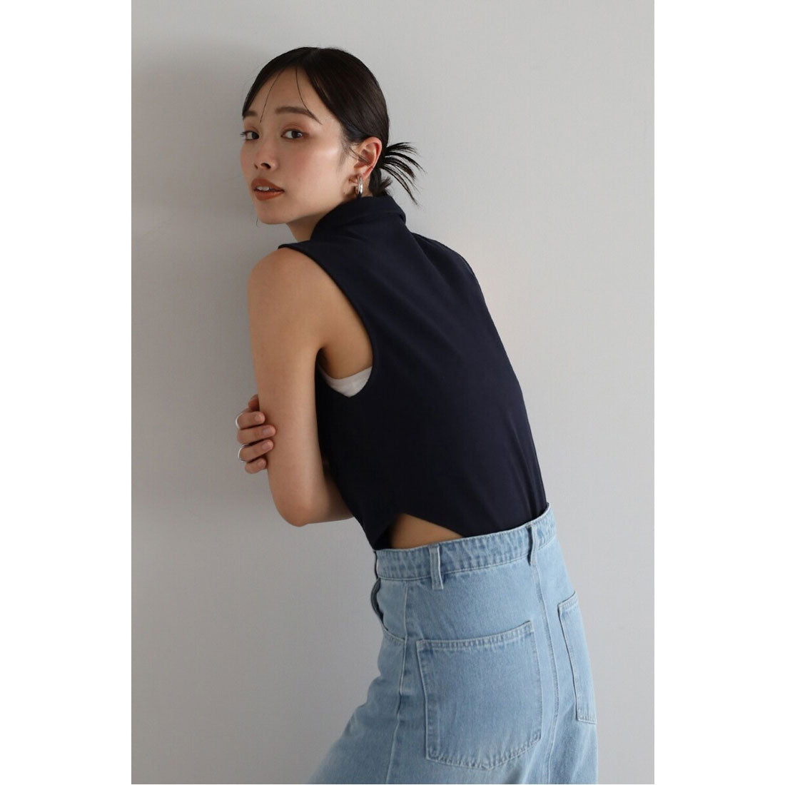 ボンジュールサガン BONJOUR SAGAN polo knit sleeveless body suit / ポロニットノースリボディースーツ （NAVY） NAVY