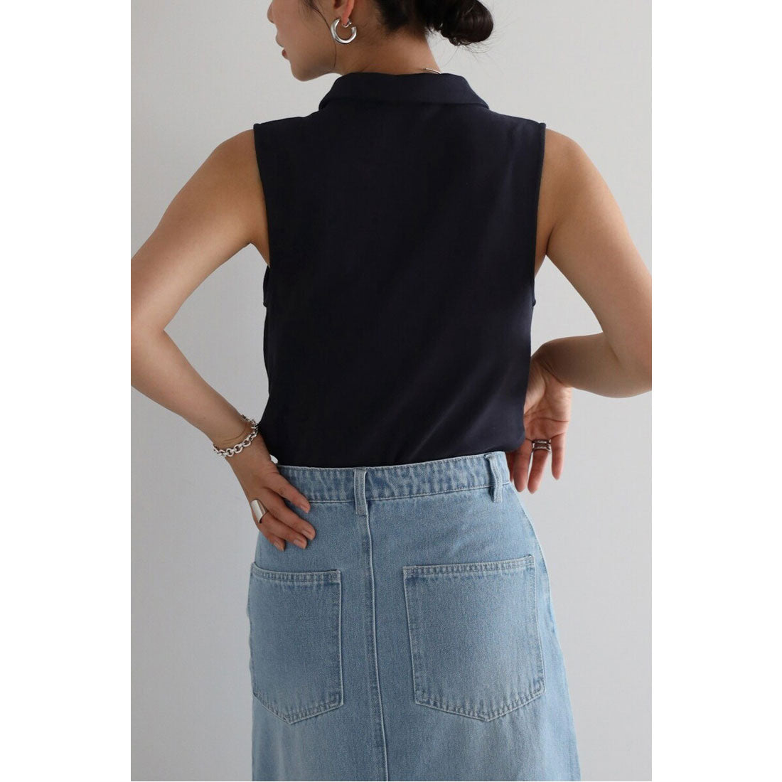 ボンジュールサガン BONJOUR SAGAN polo knit sleeveless body suit / ポロニットノースリボディースーツ （NAVY） NAVY