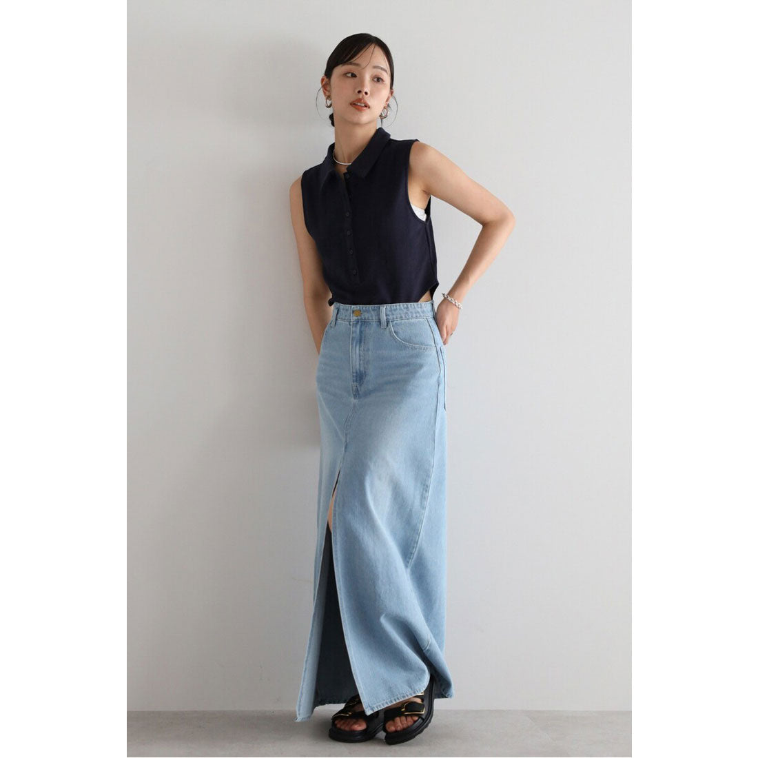 ボンジュールサガン BONJOUR SAGAN polo knit sleeveless body suit / ポロニットノースリボディースーツ （NAVY） NAVY