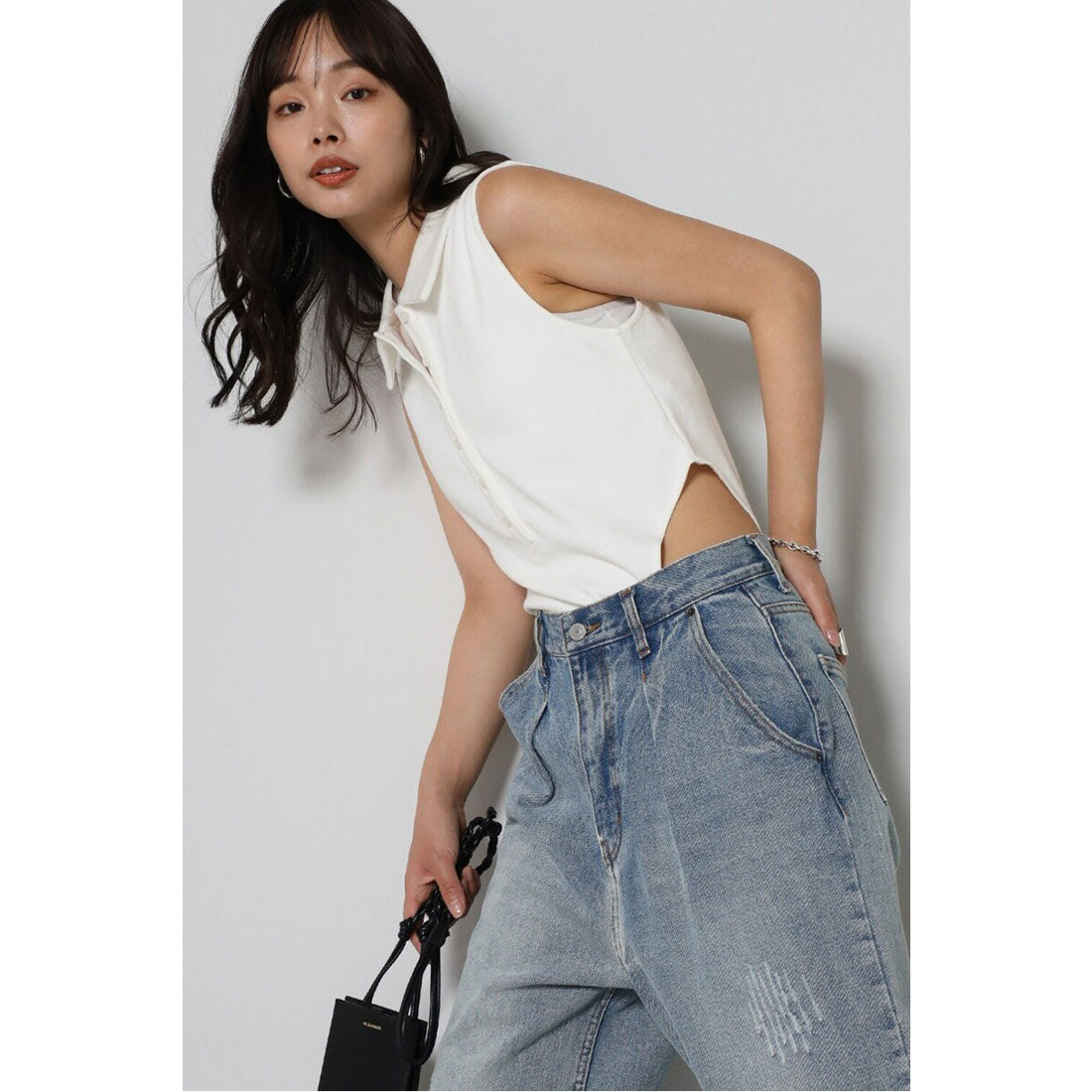 ボンジュールサガン BONJOUR SAGAN polo knit sleeveless body suit / ポロニットノースリボディースーツ （OFF-WHITE） OFF-WHITE