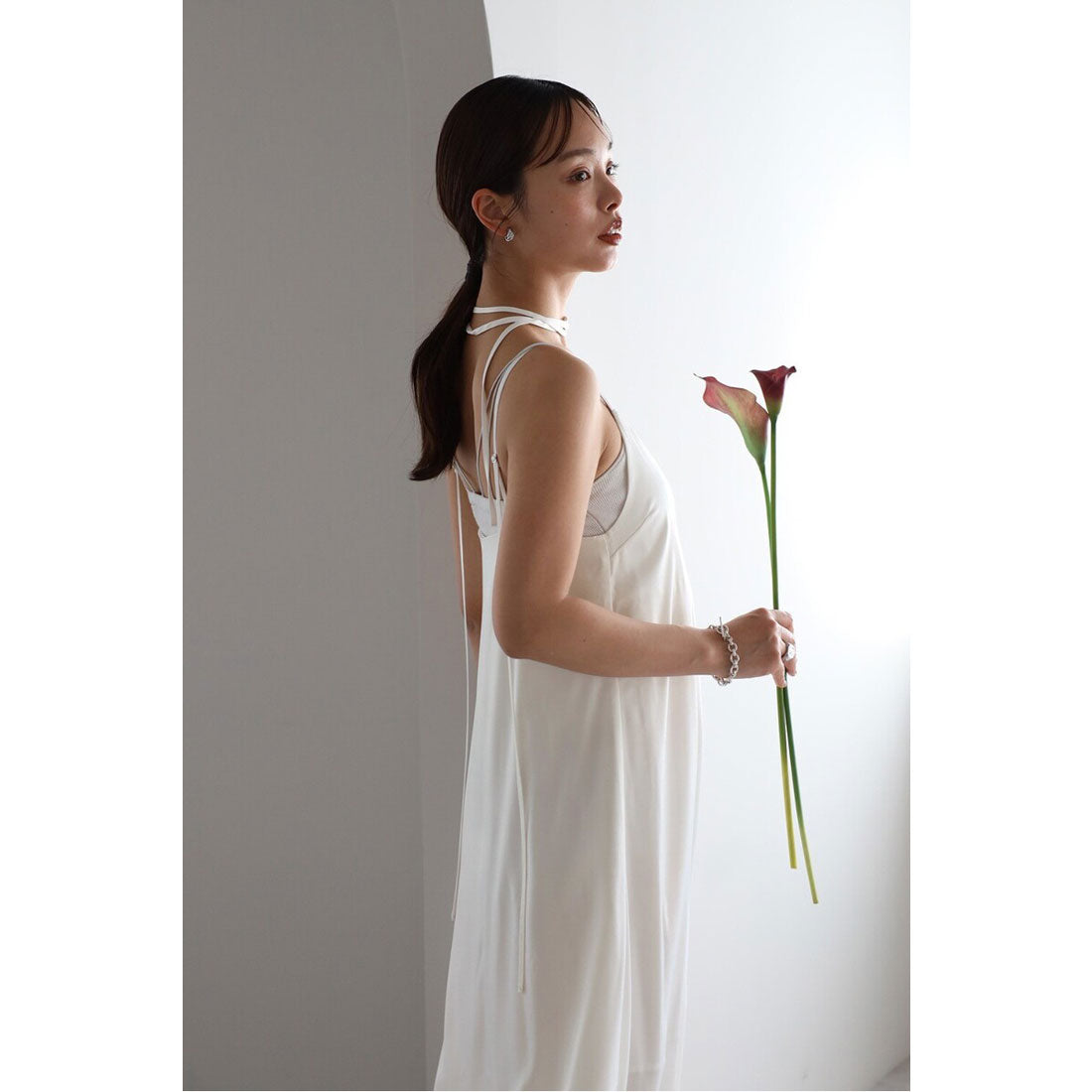 ボンジュールサガン BONJOUR SAGAN satin camisole one piece with choker / チョーカー付きサテンキャミワンピース （OFF-WHITE） OFF-WHITE