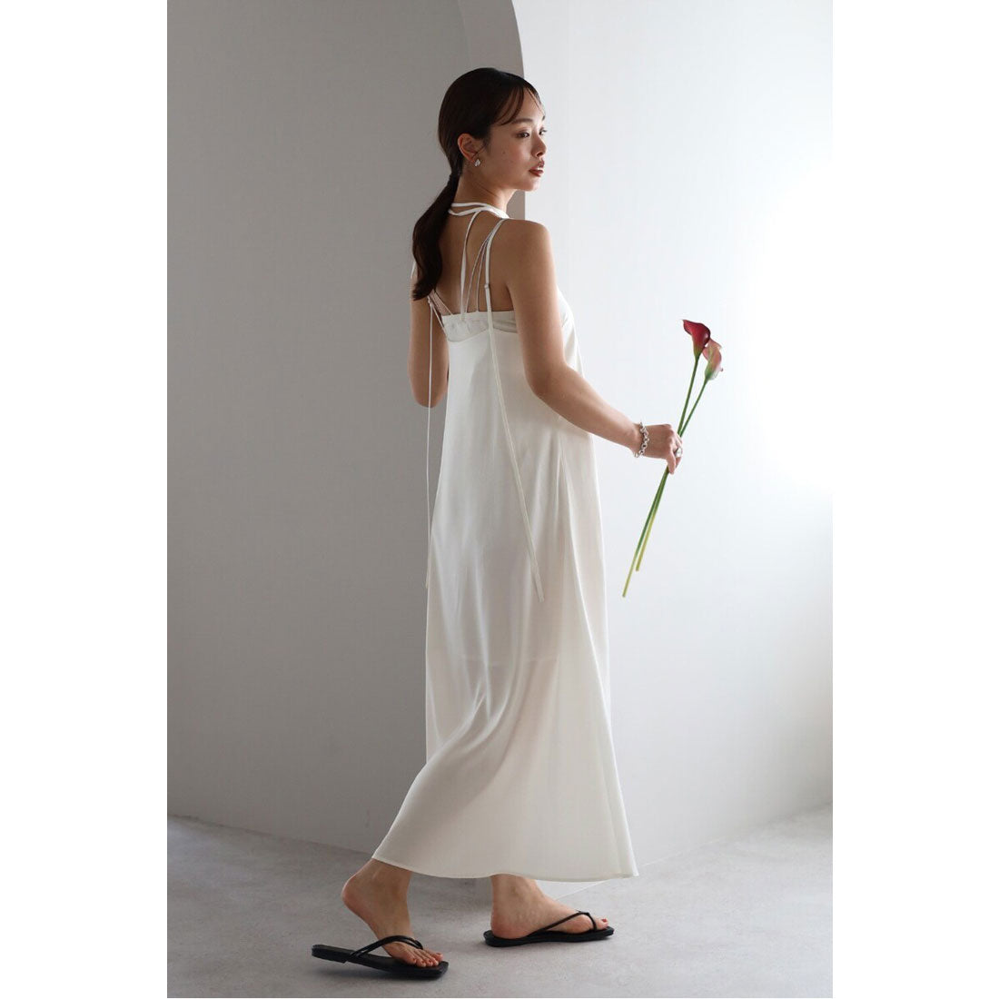 ボンジュールサガン BONJOUR SAGAN satin camisole one piece with choker / チョーカー付きサテンキャミワンピース （OFF-WHITE） OFF-WHITE