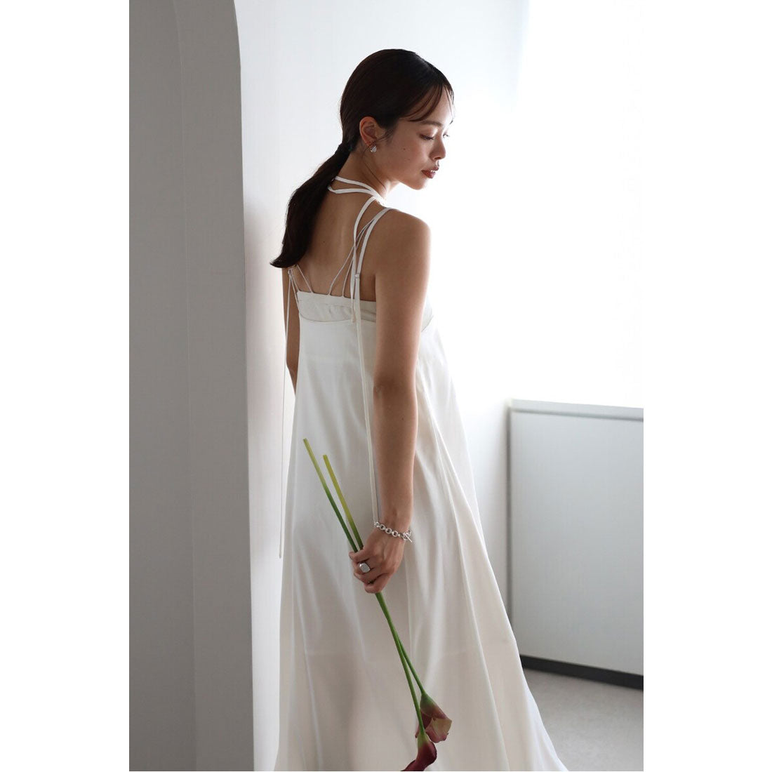 ボンジュールサガン BONJOUR SAGAN satin camisole one piece with choker / チョーカー付きサテンキャミワンピース （OFF-WHITE） OFF-WHITE