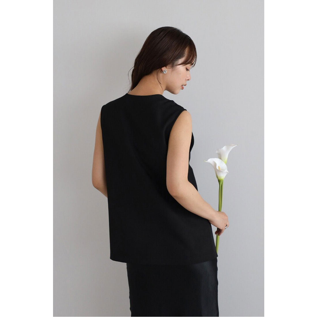 ボンジュールサガン BONJOUR SAGAN asymmetry vest with belt / ベルト付きアシンメトリーベスト （BLACK） BLACK