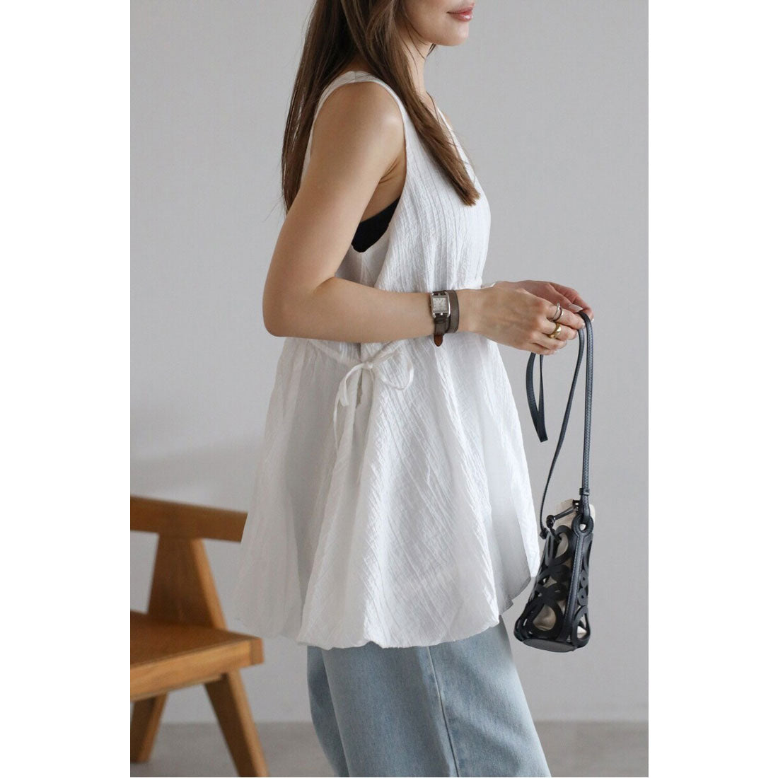 ボンジュールサガン BONJOUR SAGAN ドロストバルーンノースリブラウス （OFF-WHITE） OFF-WHITE