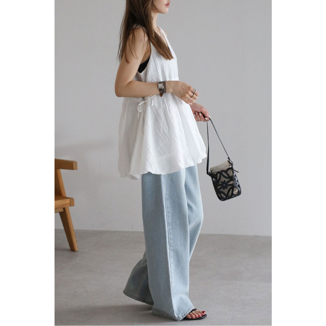 ボンジュールサガン BONJOUR SAGAN ドロストバルーンノースリブラウス （OFF-WHITE） OFF-WHITE