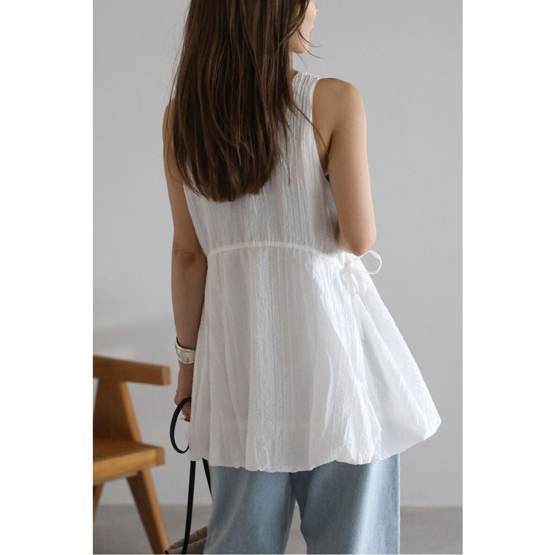 ボンジュールサガン BONJOUR SAGAN ドロストバルーンノースリブラウス （OFF-WHITE） OFF-WHITE
