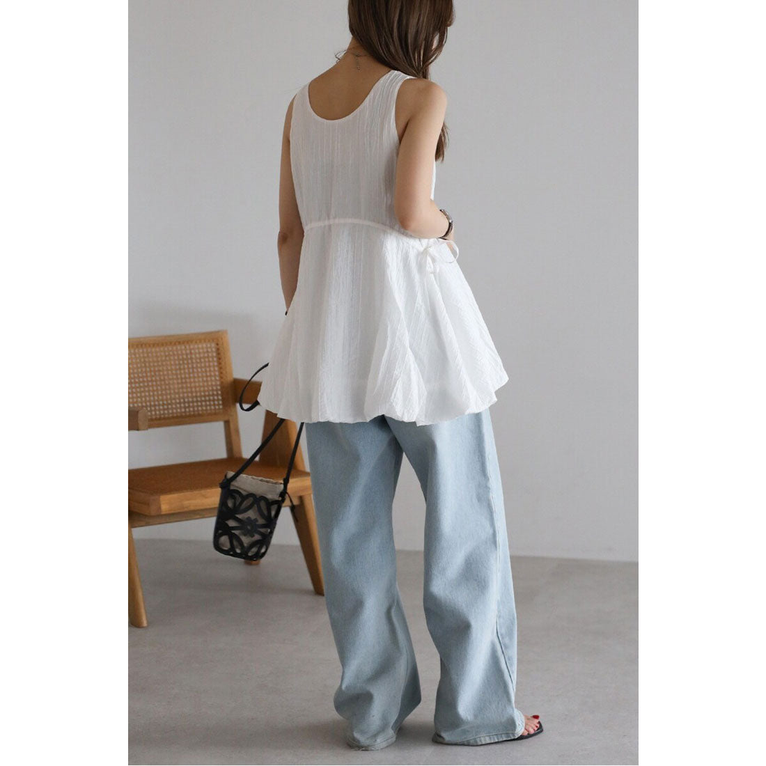 ボンジュールサガン BONJOUR SAGAN ドロストバルーンノースリブラウス （OFF-WHITE） OFF-WHITE