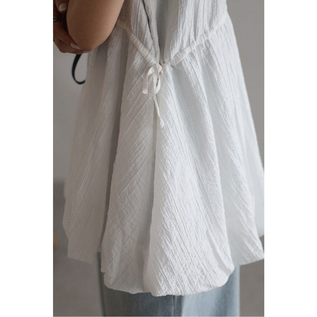 ボンジュールサガン BONJOUR SAGAN ドロストバルーンノースリブラウス （OFF-WHITE） OFF-WHITE