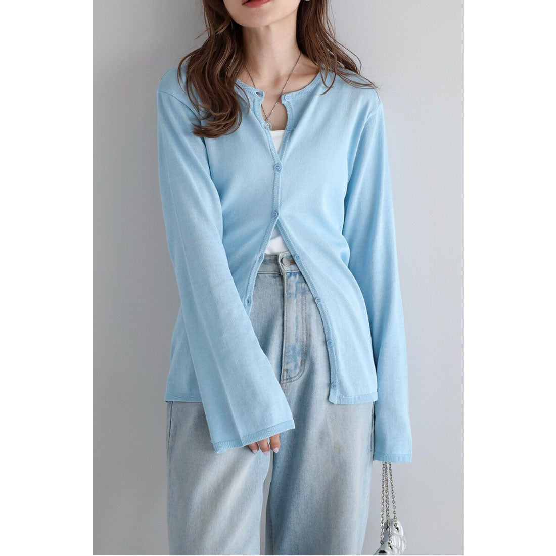 ボンジュールサガン BONJOUR SAGAN 【接触冷感・UVカット】スリットスリーブカーディガン （LIGHT-BLUE） LIGHT-BLUE