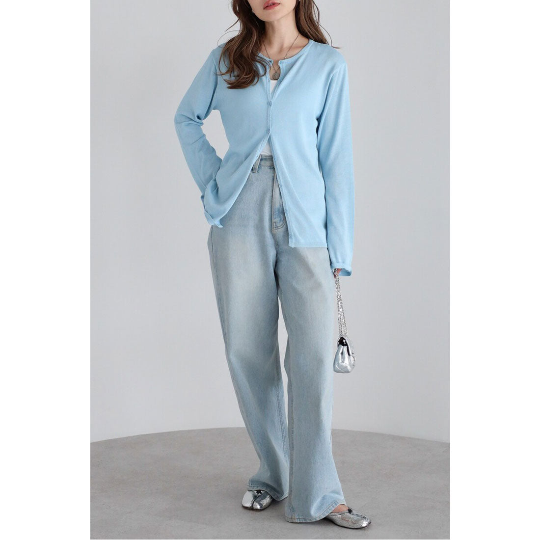 ボンジュールサガン BONJOUR SAGAN 【接触冷感・UVカット】スリットスリーブカーディガン （LIGHT-BLUE） LIGHT-BLUE