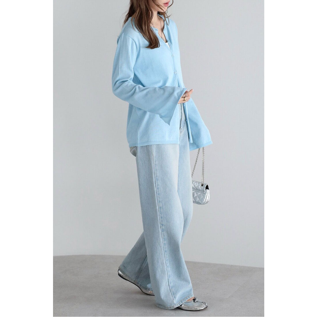 ボンジュールサガン BONJOUR SAGAN 【接触冷感・UVカット】スリットスリーブカーディガン （LIGHT-BLUE） LIGHT-BLUE