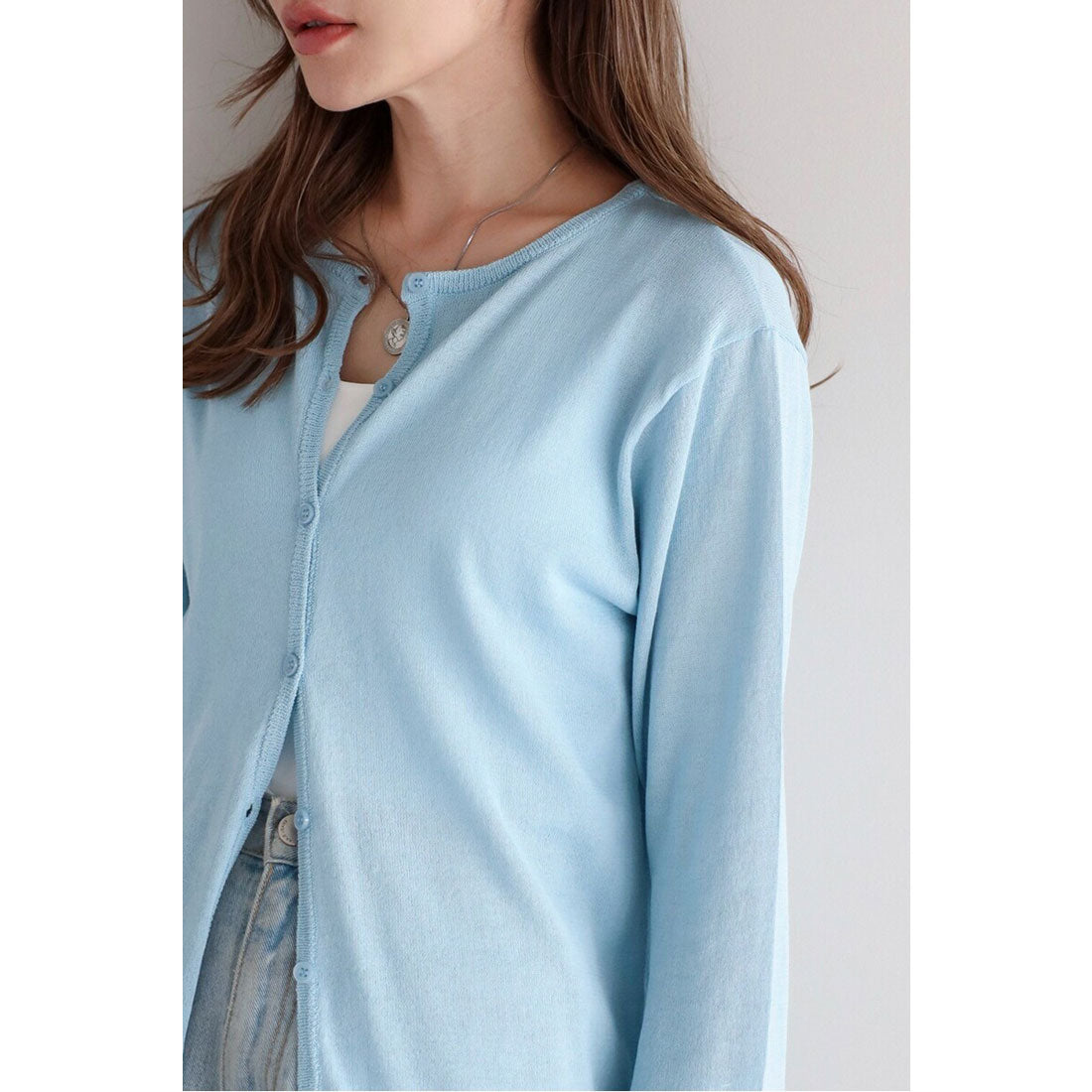 ボンジュールサガン BONJOUR SAGAN 【接触冷感・UVカット】スリットスリーブカーディガン （LIGHT-BLUE） LIGHT-BLUE