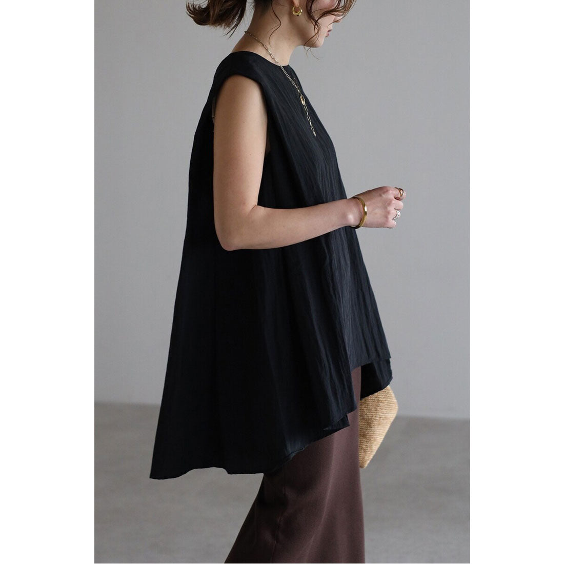ボンジュールサガン BONJOUR SAGAN バックリボンノースリブラウス （BLACK） BLACK