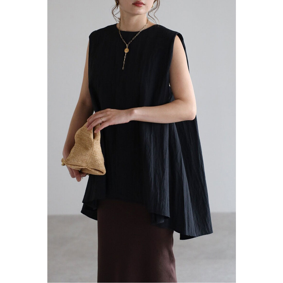 ボンジュールサガン BONJOUR SAGAN バックリボンノースリブラウス （BLACK） BLACK