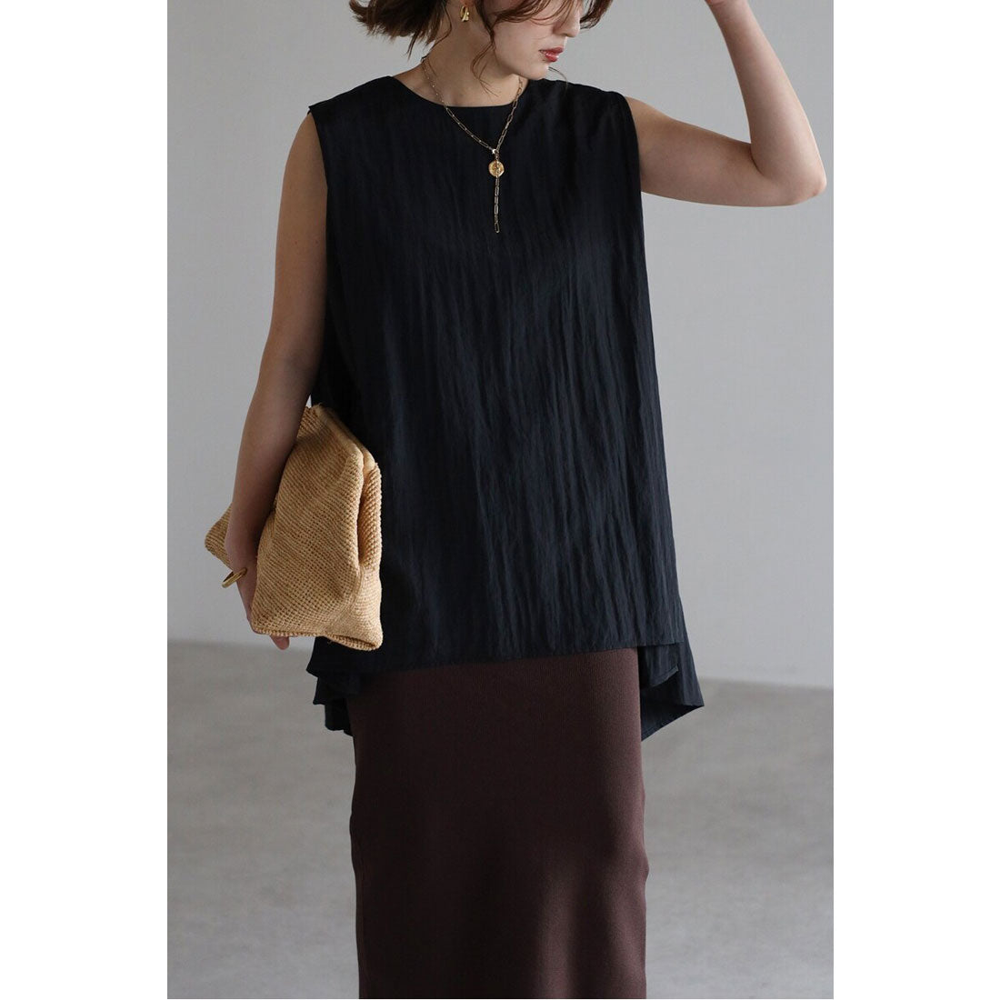 ボンジュールサガン BONJOUR SAGAN バックリボンノースリブラウス （BLACK） BLACK