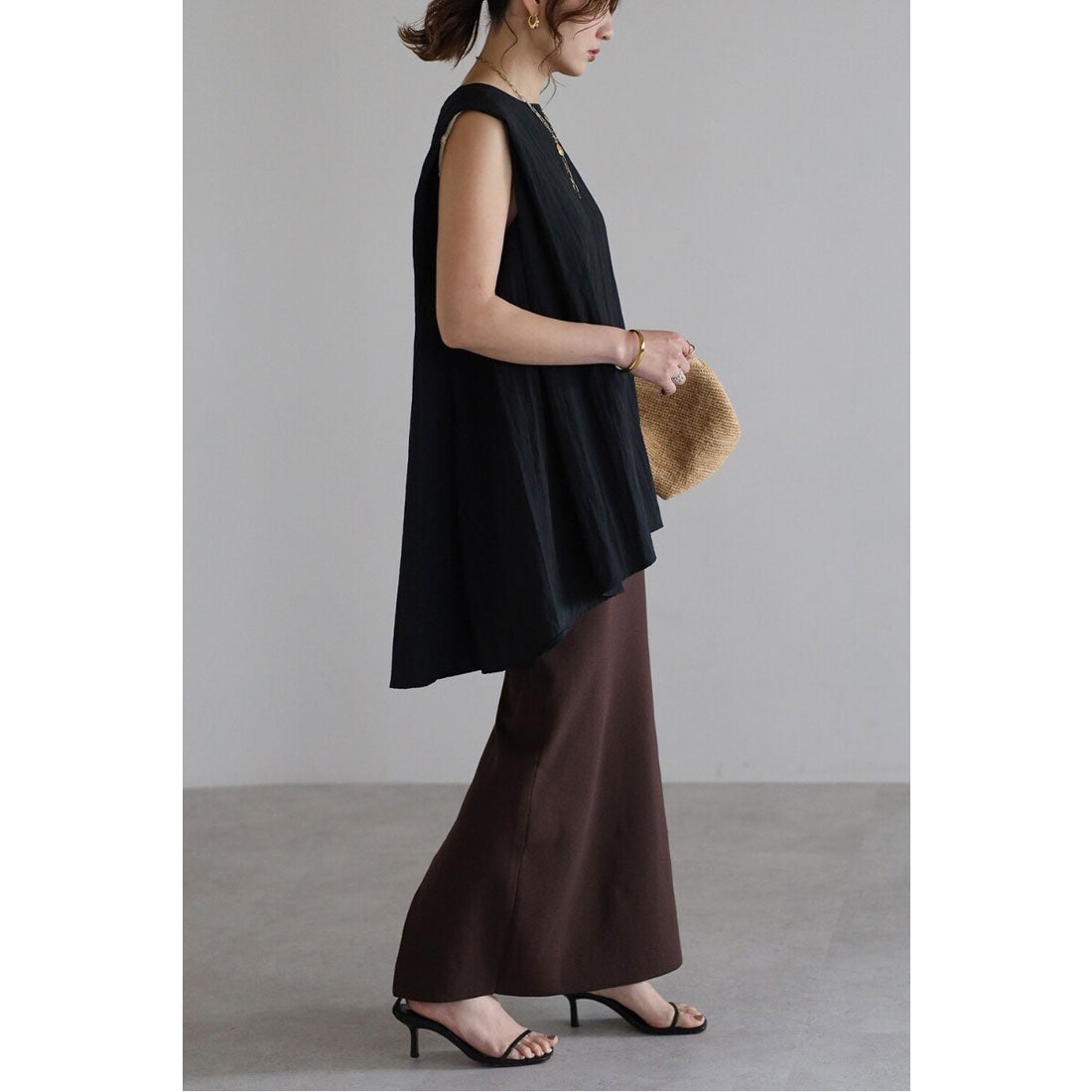 ボンジュールサガン BONJOUR SAGAN バックリボンノースリブラウス （BLACK） BLACK
