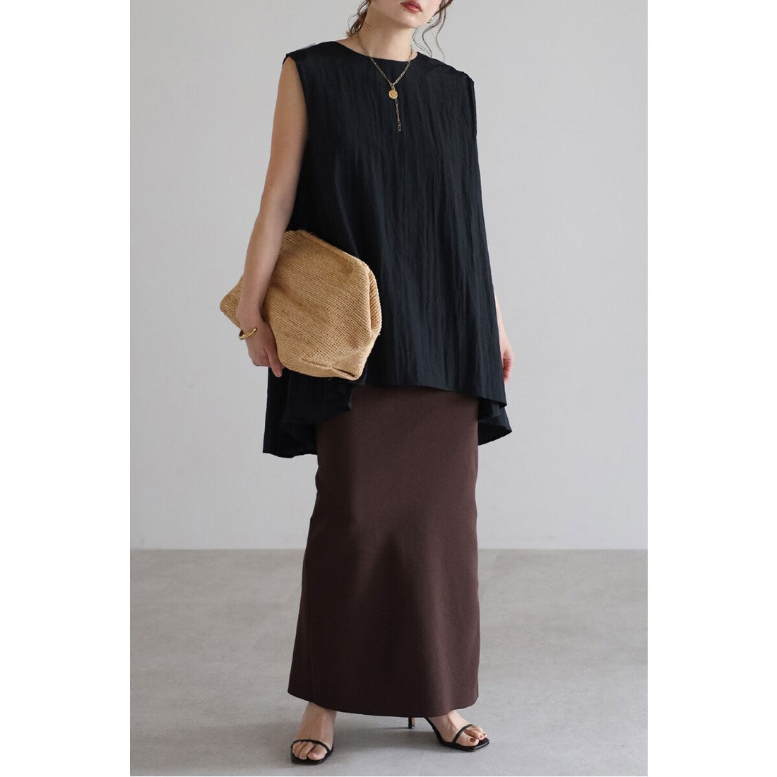 ボンジュールサガン BONJOUR SAGAN バックリボンノースリブラウス （BLACK） BLACK