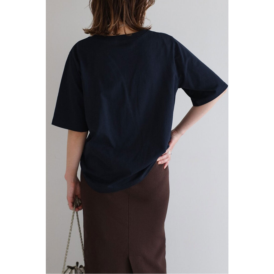 ボンジュールサガン BONJOUR SAGAN パール付きロゴ半袖Tシャツ （DARK-NAVY） DARK-NAVY