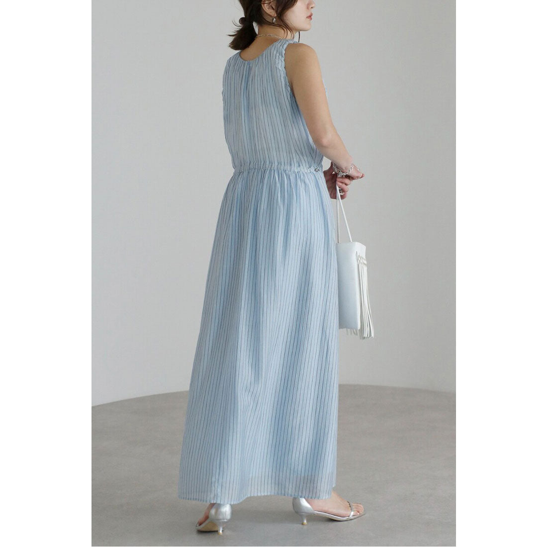 ボンジュールサガン BONJOUR SAGAN ウエストシェイプストライプワンピース （LIGHT-BLUE） LIGHT-BLUE