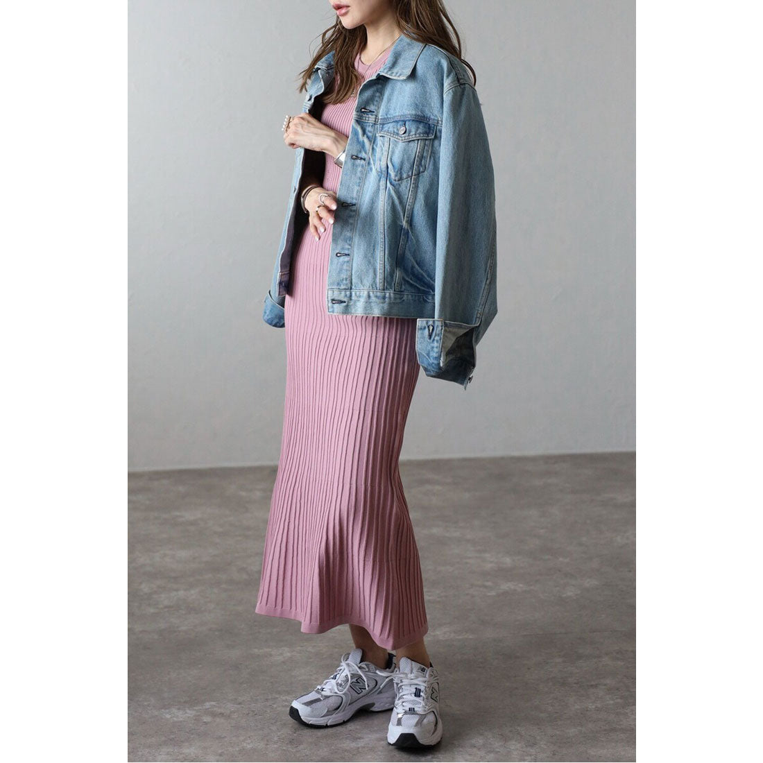 ボンジュールサガン BONJOUR SAGAN 切替リブロングワンピース （NAVY） NAVY