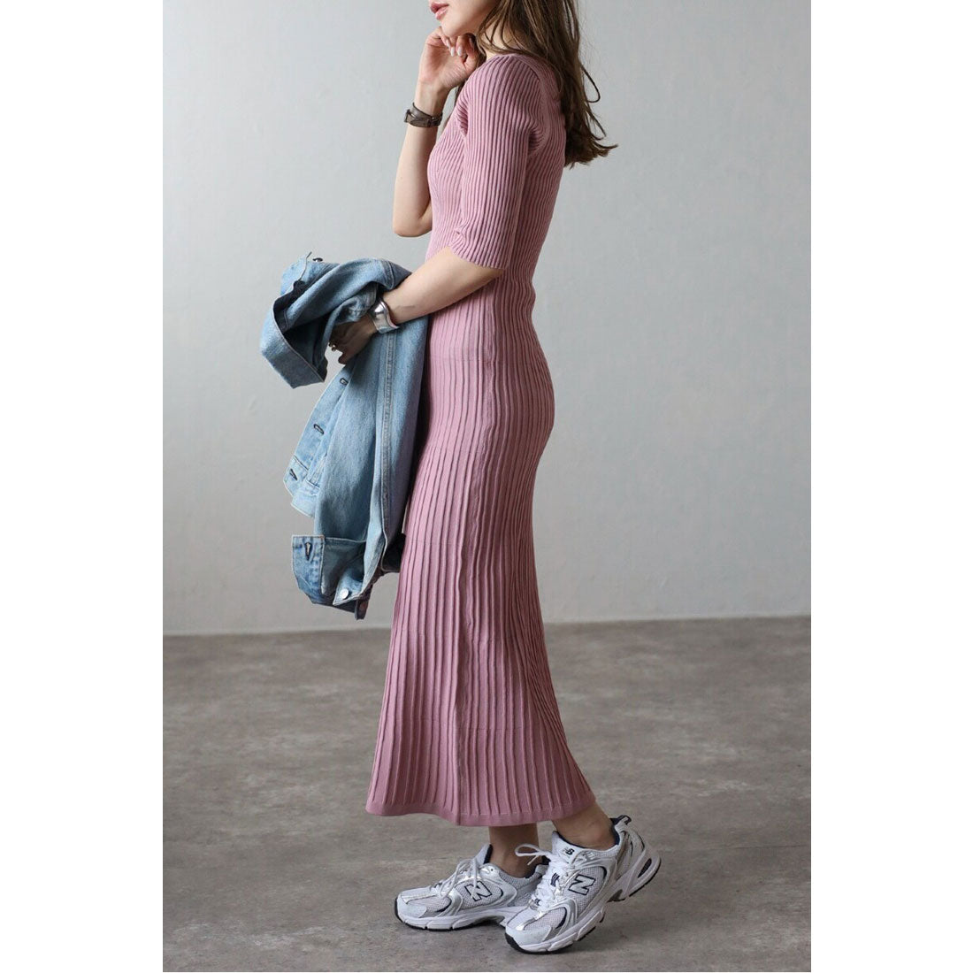 ボンジュールサガン BONJOUR SAGAN 切替リブロングワンピース （NAVY） NAVY