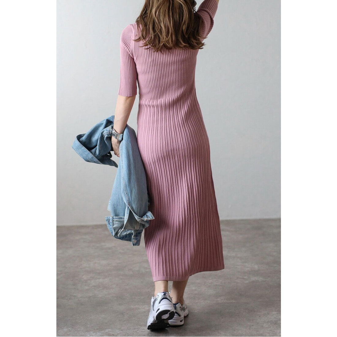 ボンジュールサガン BONJOUR SAGAN 切替リブロングワンピース （NAVY） NAVY