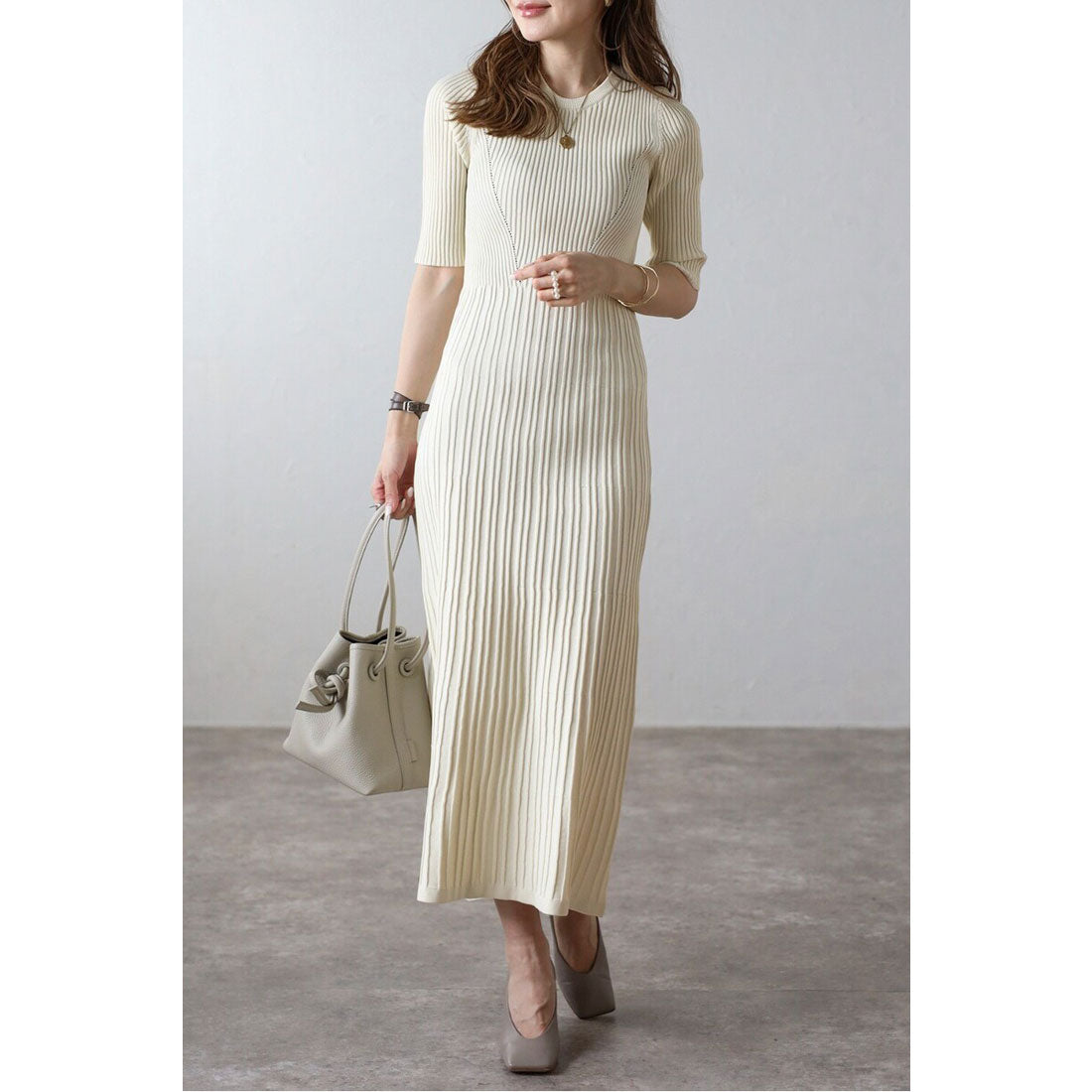 ボンジュールサガン BONJOUR SAGAN 切替リブロングワンピース （NAVY） NAVY