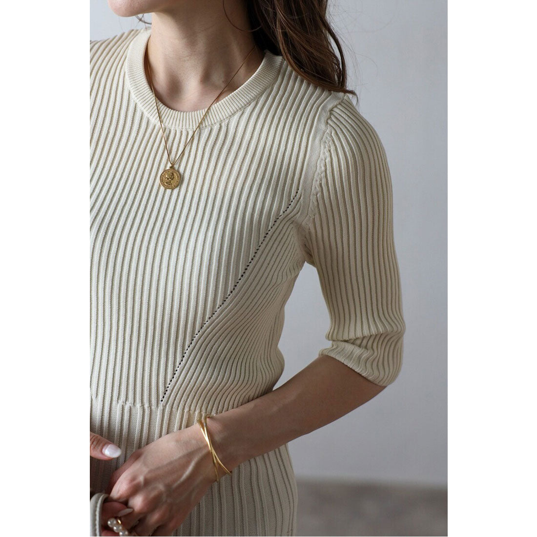 ボンジュールサガン BONJOUR SAGAN 切替リブロングワンピース （NAVY） NAVY